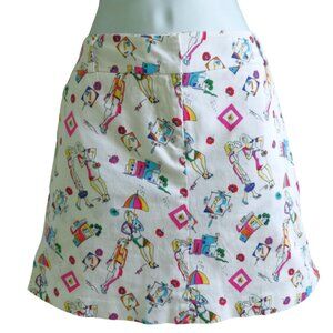 SKoRT Vintage Colorful White Skirt Shorts Abstract Ladies Attyre New York Pocket